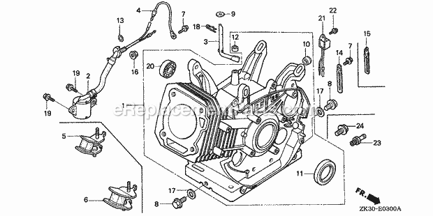 Honda GX340K1 (Type HAQ)(VIN# GC05-2000001-3599999) Small Engine Page B Diagram
