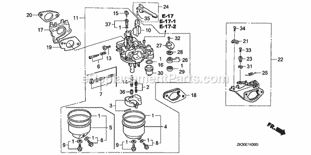 Honda GX340K1 (Type HAQ)(VIN# GC05-2000001-3599999) Small Engine Page I Diagram