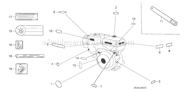 Honda GX340K1 (Type VAH1)(VIN# GC05-2000001-3599999) Small Engine Page L Diagram