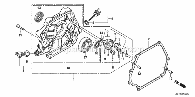 Honda GX340RT2 (Type VDE2)(VIN# GCBET-1000001-9999999) Engine Crankcase_Cover_(1) Diagram