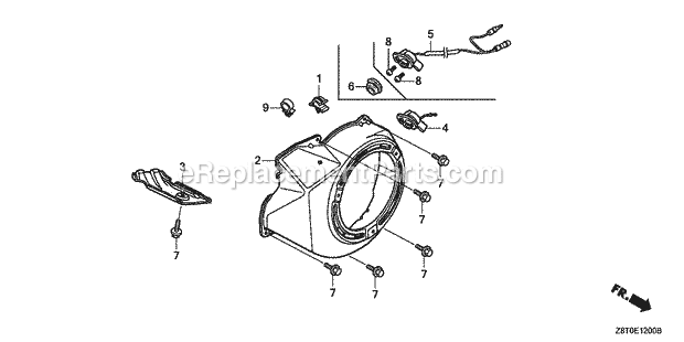 Honda GX340RT2 (Type VDE2)(VIN# GCBET-1000001-9999999) Engine Fan_Cover_(1) Diagram