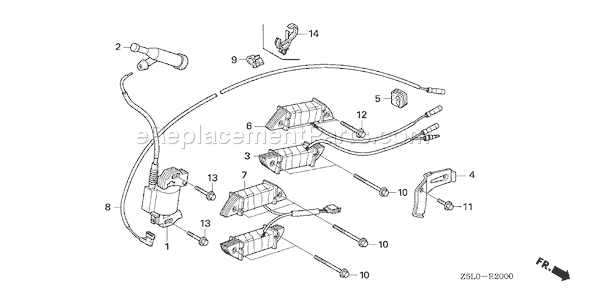 Honda GX340U1 (Type LXE4)(VIN# GCAMK-1000001) Small EngineParts Page M Diagram