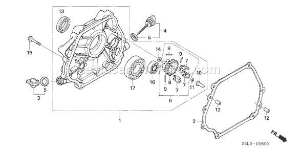 Honda GX340U1 (Type QAP2)(VIN# GCAMK-1000001) Small Engine Page E Diagram