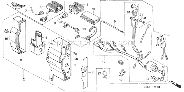 Honda GX340U1 (Type QME0)(VIN# GCAMK-1000001) Small Engine Page E Diagram