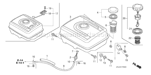 Honda GX340U1 (Type SE)(VIN# GCAMK-1000001) Small Engine Page K Diagram