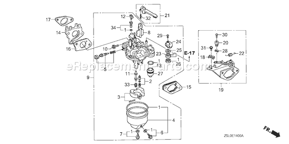 Honda GX340U1 (Type SE)(VIN# GCAMK-1000001) Small Engine Page C Diagram