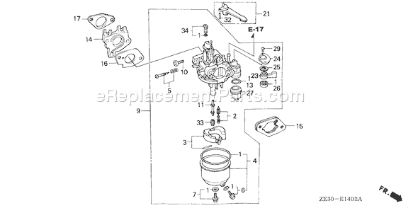 Honda GX340 (Type QAC)(VIN# GC05-1000001-1469766) Small Engine Page C Diagram