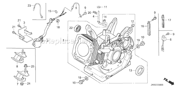 Honda GX390K1 (Type QAE2)(VIN# GCAA-3400001-9999999) Small Engine Page H Diagram