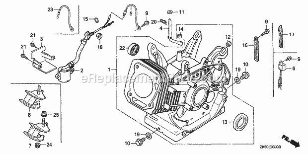 Honda GX390K1 (Type QDW9/A)(VIN# GCAA-3400001-9999999) Engine Cylinder_Barrel Diagram