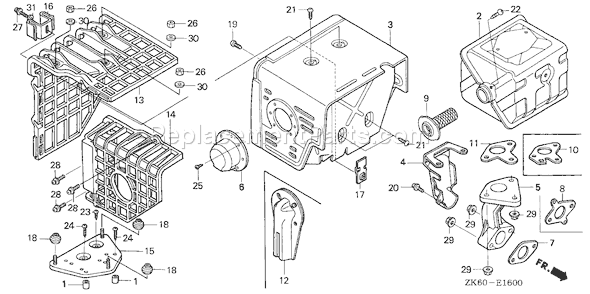 Honda GX390K1 (Type QNK)(VIN# GCAA-3400001-9999999) Small Engine Page O Diagram