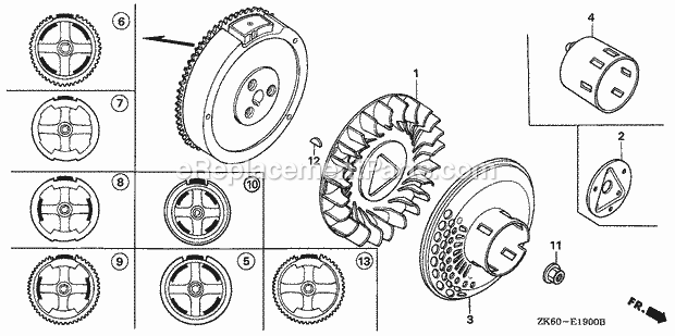Honda GX390K1 (Type QWT2/A)(VIN# GCAA-3400001-9999999) Engine Flywheel_(1) Diagram