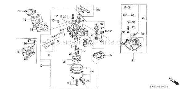 Honda GX390K1 (Type SM32)(VIN# GCAA-3400001-9999999) Small Engine Page C Diagram