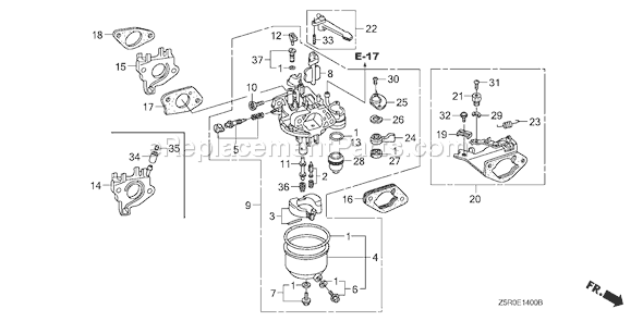Honda GX390U1 (Type QAA2)(VIN# GCANK-1000001) Small Engine Page C Diagram