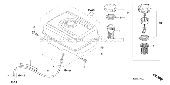 Honda GX390UT1 (Type QK4)(VIN# GCAKT-1000001) Small Engine Page K Diagram