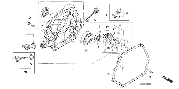 Honda GX390UT1 (Type VXB7)(VIN# GCAKT-1000001) Small Engine Page E Diagram