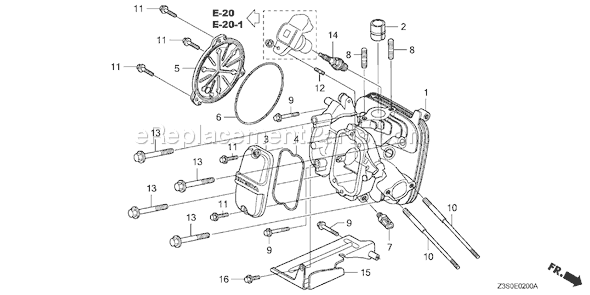 Honda GX440IR (Type VALC)(VIN# GCAWK-1000001) Small Engine Page H Diagram