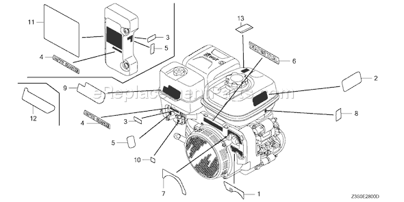 Honda GX440IR (Type VDLF)(VIN# GCAWK-1000001) Small Engine Page O Diagram