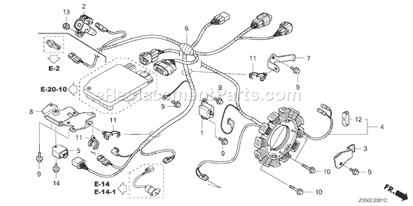 Honda GX440IR (Type VQMG)(VIN# GCAWK-1000001) Small Engine Page N Diagram