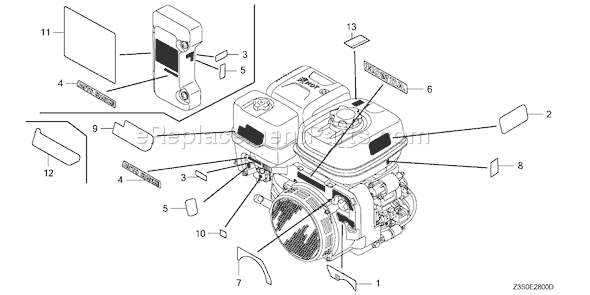 Honda GX440IR (Type VQMG)(VIN# GCAWK-1000001) Small Engine Page O Diagram