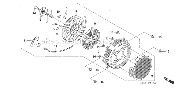 Honda GX440IU (Type Q3G2)(VIN# GCAWK-1000001) Small Engine Page R Diagram