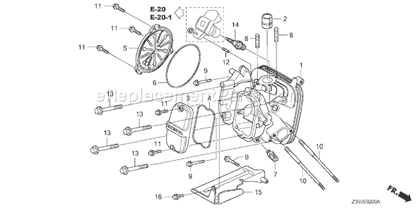 Honda GX440IU (Type Q9DB)(VIN# GCAWK-1000001) Small Engine Page H Diagram