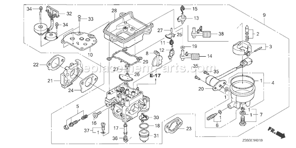 Honda GX440IU (Type SPA2)(VIN# GCAWK-1000001) Small Engine Page C Diagram