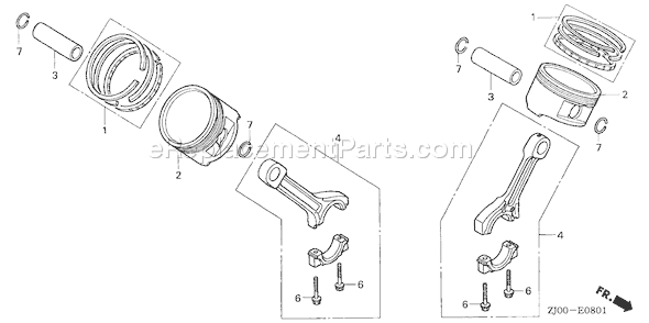 Honda GX610K1 (Type QDF2A)(VIN# GCAC-2060001-9999999) Small Engine Page R Diagram