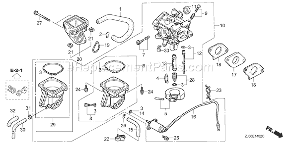 Honda GX610K1 (Type QDW)(VIN# GCAC-2000001-2059999) Small Engine Page C Diagram