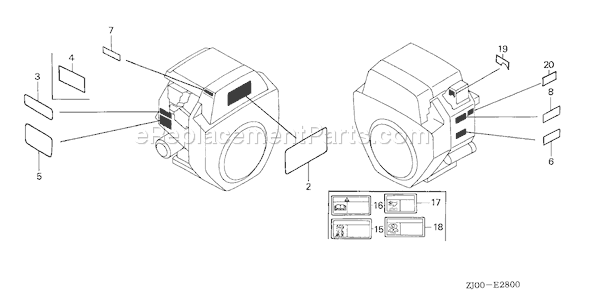 Honda GX610K1 (Type QZB2A)(VIN# GCAC-2060001-9999999) Small Engine Page N Diagram