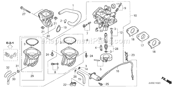 Honda GX610K1 (Type QZB2A)(VIN# GCAC-2060001-9999999) Small Engine Page C Diagram