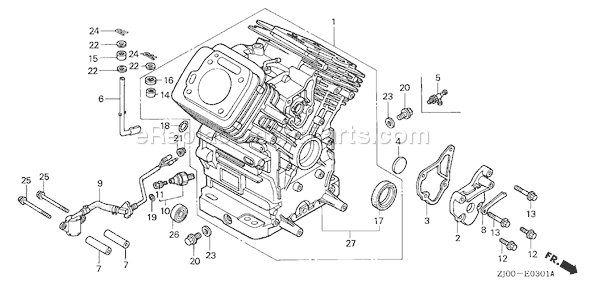 Honda GX610K1 (Type QZB2A)(VIN# GCAC-2060001-9999999) Small Engine Page H Diagram