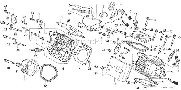 Honda GX610K1 (Type QZB2A)(VIN# GCAC-2060001-9999999) Small Engine Page I Diagram