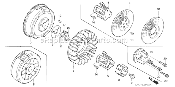 Honda GX610K1 (Type QZF)(VIN# GCAC-2000001-2059999) Small Engine Page K Diagram