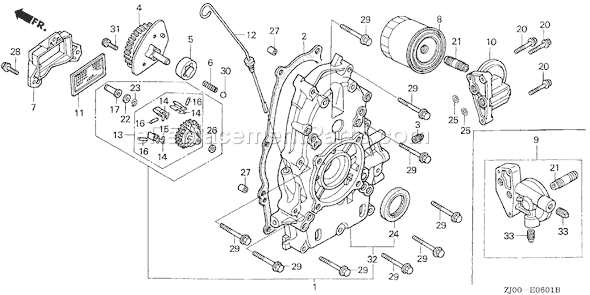 Honda GX610K1 (Type QZF)(VIN# GCAC-2000001-2059999) Small Engine Page F Diagram