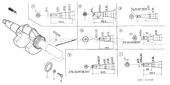 Honda GX610K1 (Type QZF)(VIN# GCAC-2000001-2059999) Small Engine Page G Diagram