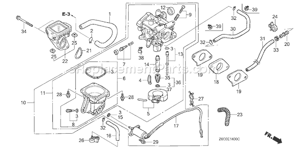 Honda GX610U1 (Type PZE)(VIN# GCAPK-1000001) Small Engine Page C Diagram