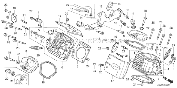 Honda GX610U1 (Type PZE)(VIN# GCAPK-1000001) Small Engine Page I Diagram