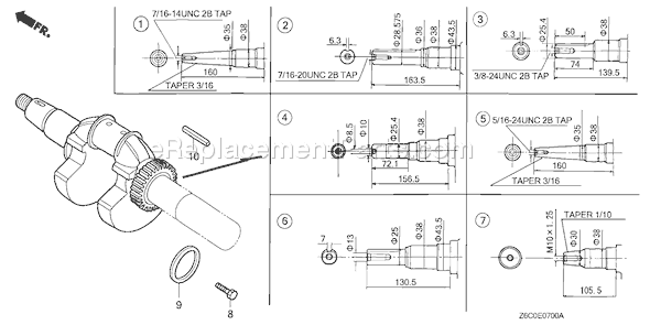Honda GX610U1 (Type QZX5)(VIN# GCAPK-1000001) Engine Page G Diagram