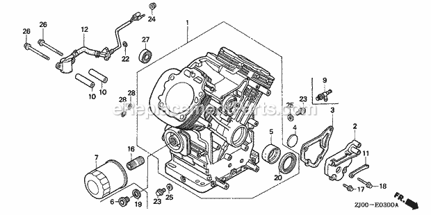 Honda GX610 (Type QDF2)(VIN# GCAC-1000001-1999999) Small Engine Page B Diagram