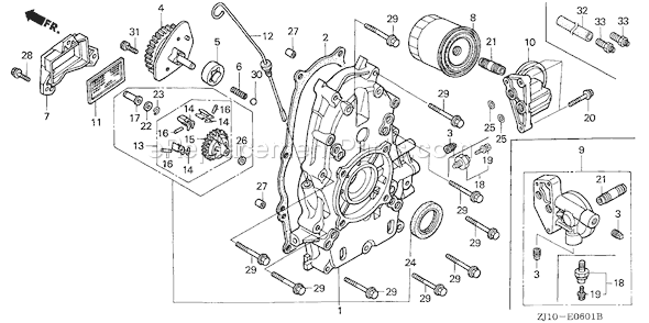 Honda GX620K1 (Type QAB)(VIN# GCAD-2000001-2159999) Small Engine Page F Diagram