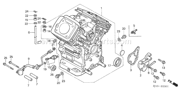 Honda GX620K1 (Type QDWA)(VIN# GCAD-2160001-9999999) Small Engine Page H Diagram