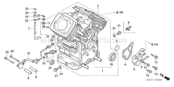 Honda GX620R1 (Type QAF2)(VIN# GCARK-1000001) Small Engine Page H Diagram