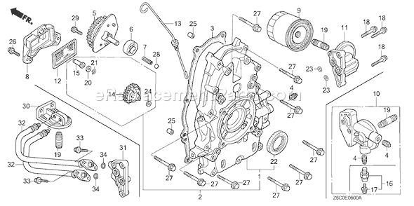 Honda GX620U1 (Type QXE)(VIN# GCARK-1000001) Small Engine Page F Diagram