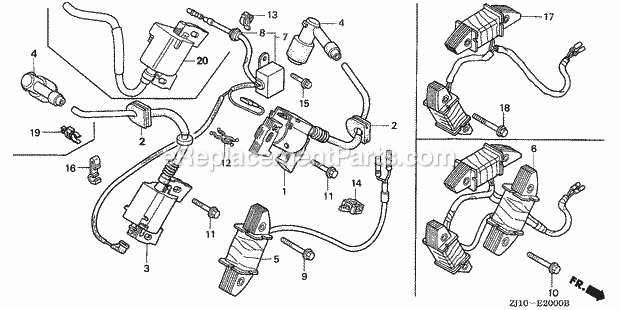 Honda GX620 (Type VXA3)(VIN# GCAD-1000001-1999999) Small Engine Page O Diagram