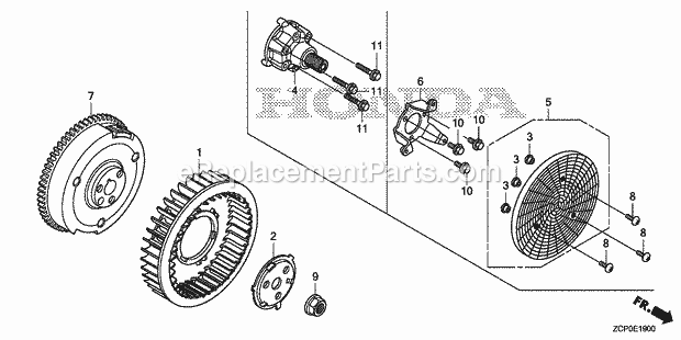 Honda GX630RH (Type VAB5)(VIN# GCAMH-1000001-9999999) Engine Flywheel Diagram