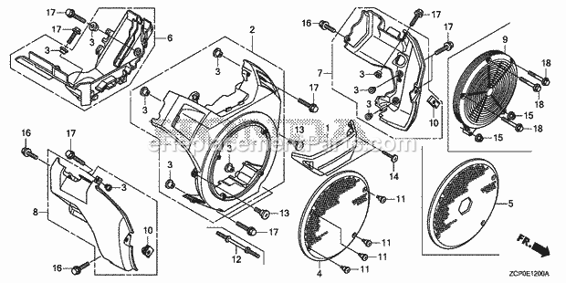 Honda GX630RH (Type VAB5)(VIN# GCAMH-1000001-9999999) Engine Fan_Cover Diagram