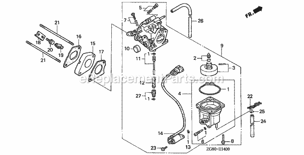 Honda GX640 (Type SD2A)(VIN# GAAD-1030001-9999999) Small Engine Page J Diagram