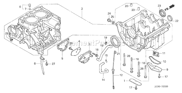 Honda GX640 (Type SD4A)(VIN# GAAD-1030001-9999999) Small Engine Page F Diagram