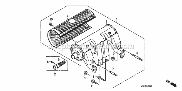 Honda GX660 (Type VAY)(VIN# GCBCK-1000001-9999999) Engine Muffler_(High-R) Diagram