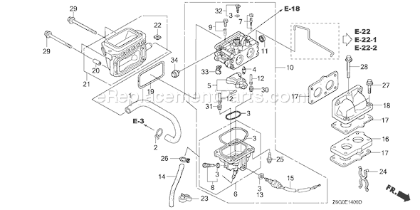 Honda GX670U (Type TXA2)(VIN# GCASK-1000001) Small Engine Page C Diagram